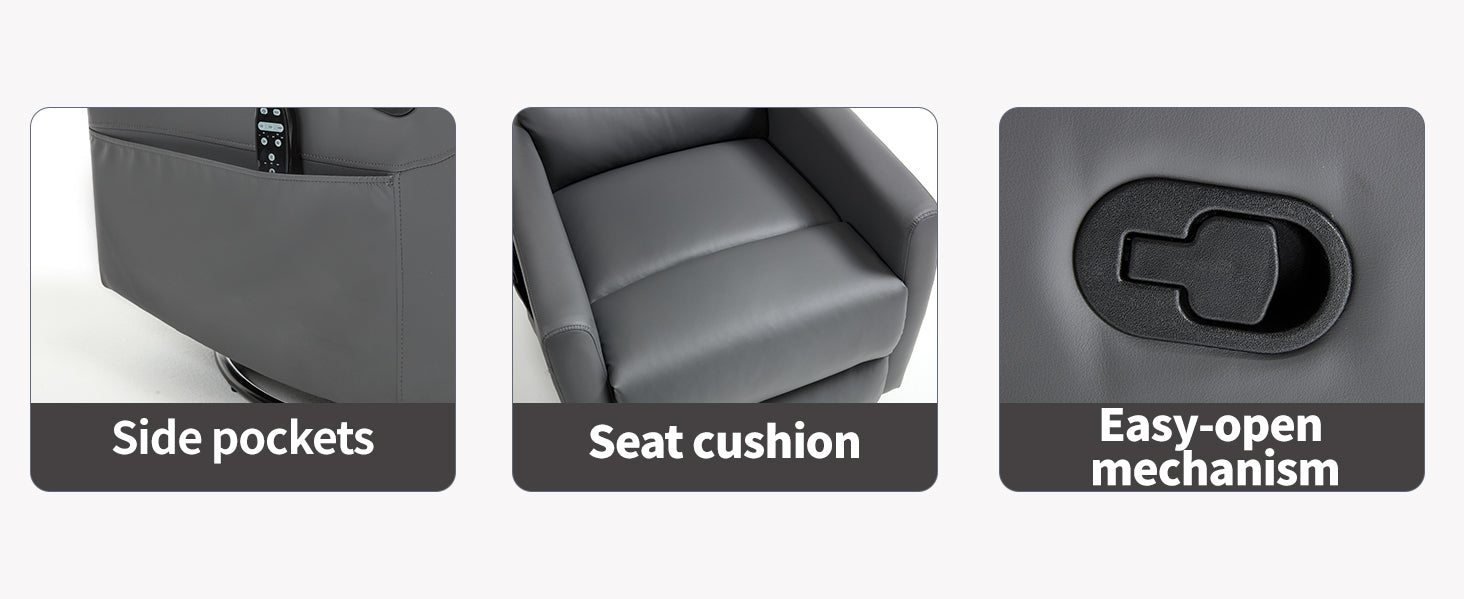Heat Massage Manual Recliner Chair with Rocker and Swivel in Faux Leather for Living Room detail image 9