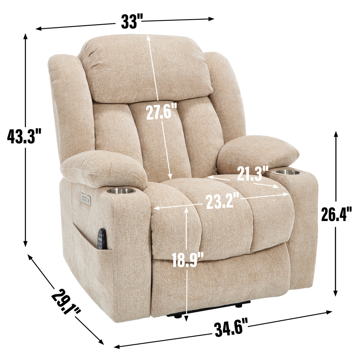 Dual-Motor Leather-Air Power Lift Recliner detail image 93