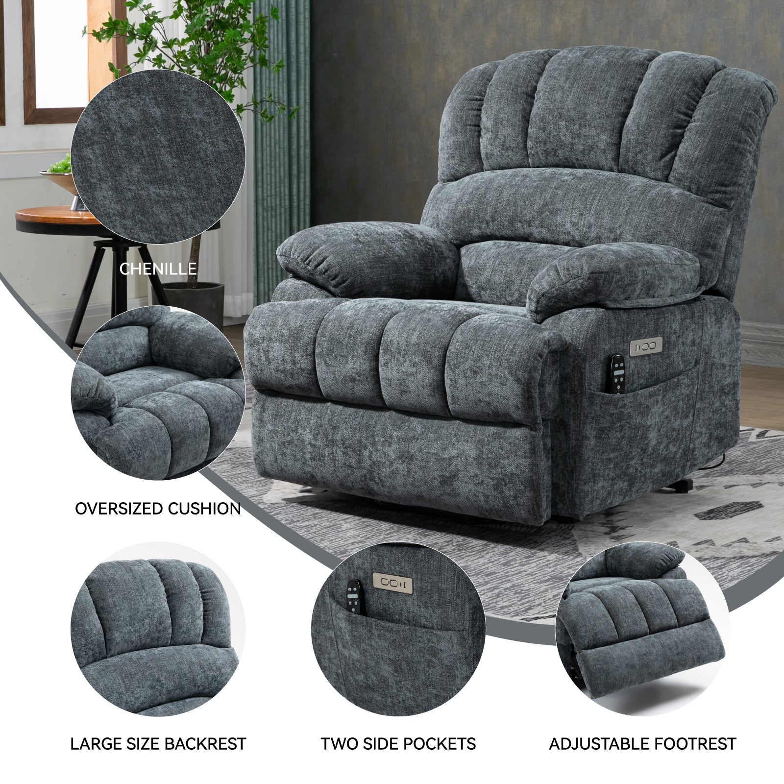 Chenille Power Lift Recliner detail image 29