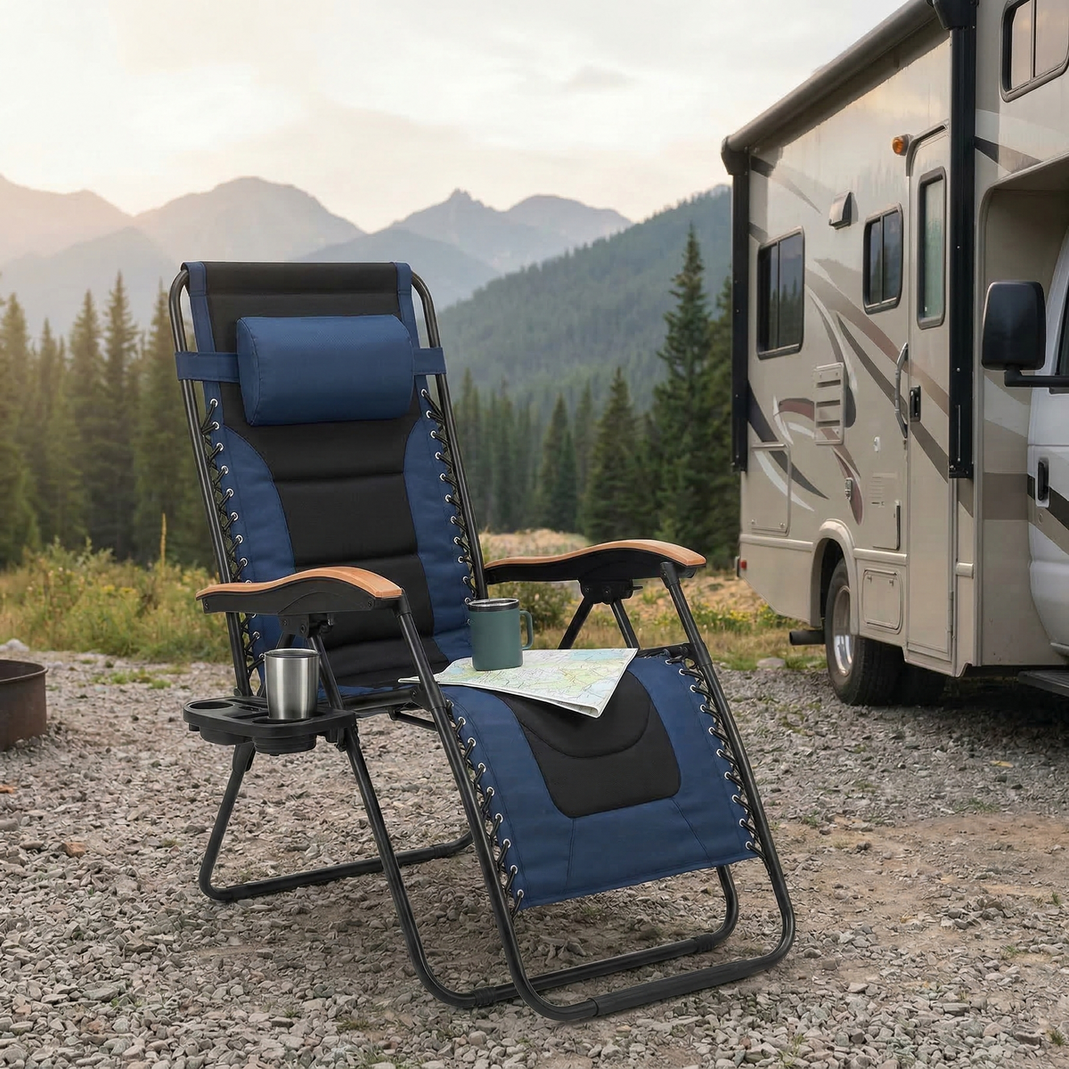 Oversized Padded Zero Gravity Chair with Cup Holder, 400 lb Capacity detail image 45