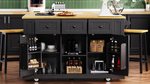 53 in. Farmhouse Kitchen Island with Power Outlet & Stools product view 146