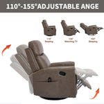 Genuine Leather Heat Massage Manual Recliner Chair with Rocker and Swivel for Living Room detail image 78