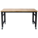 60" Rolling Adjustable Workbench, Black Hammertone workshop project bench