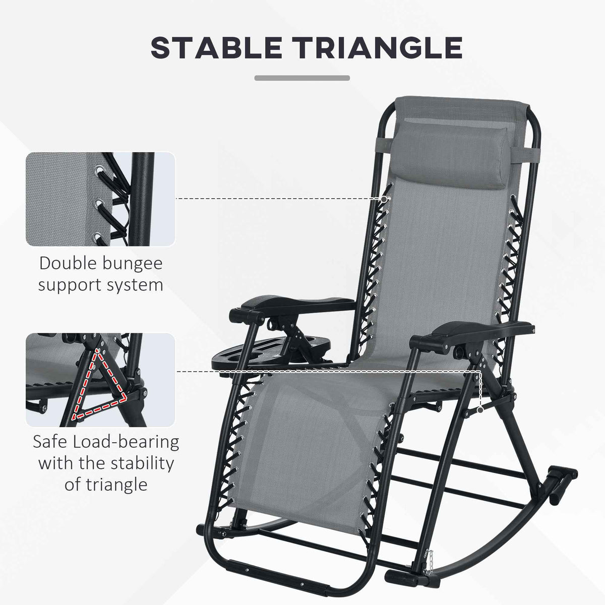 Outsunny Folding Zero Gravity Rocking Chair Set detail image 15