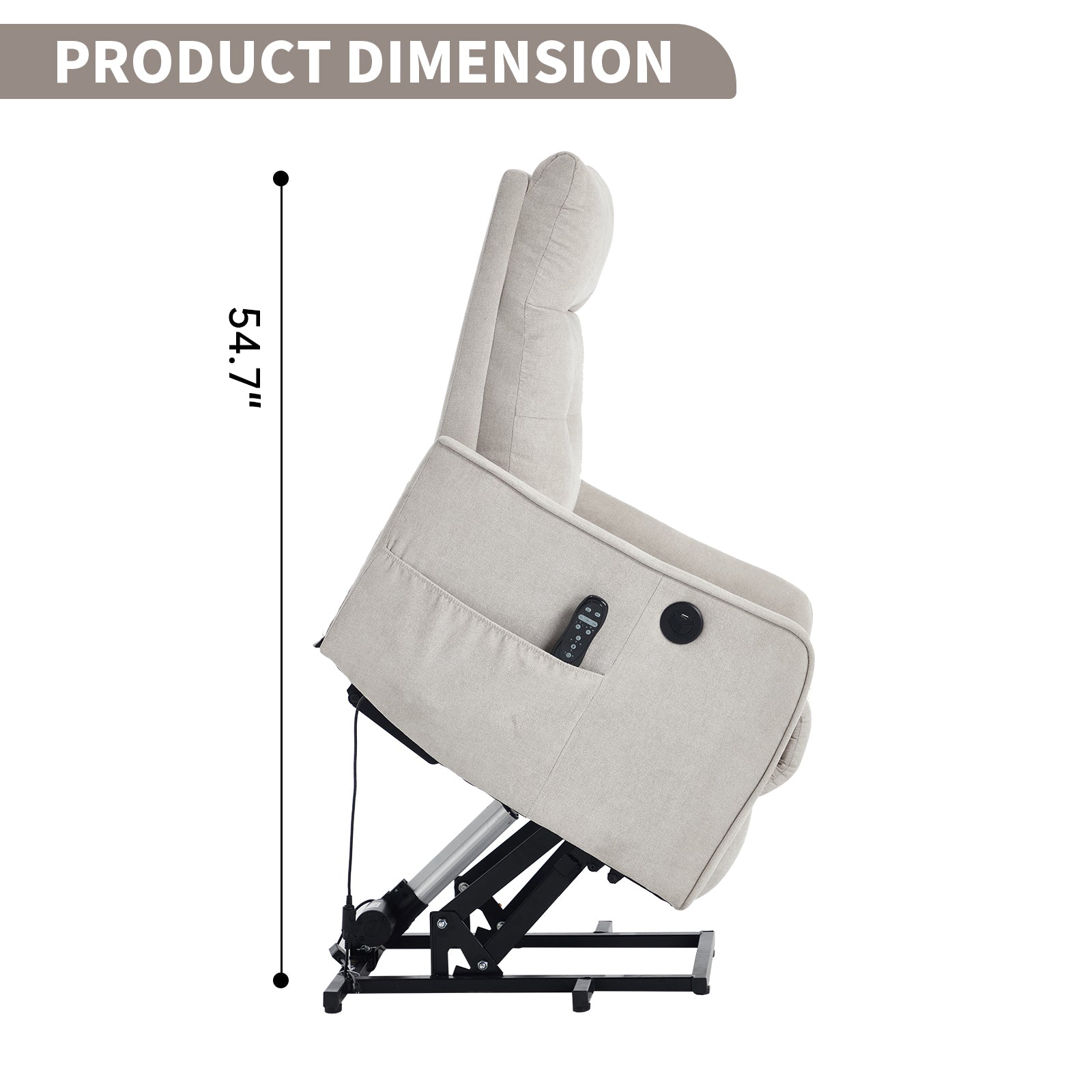 Single Motor Power Lift Recliner Chair with Massage & Heat detail image 50