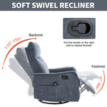 Heat Massage Manual Recliner Chair with Rocker and Swivel in Fabric for Living Room detail image 24