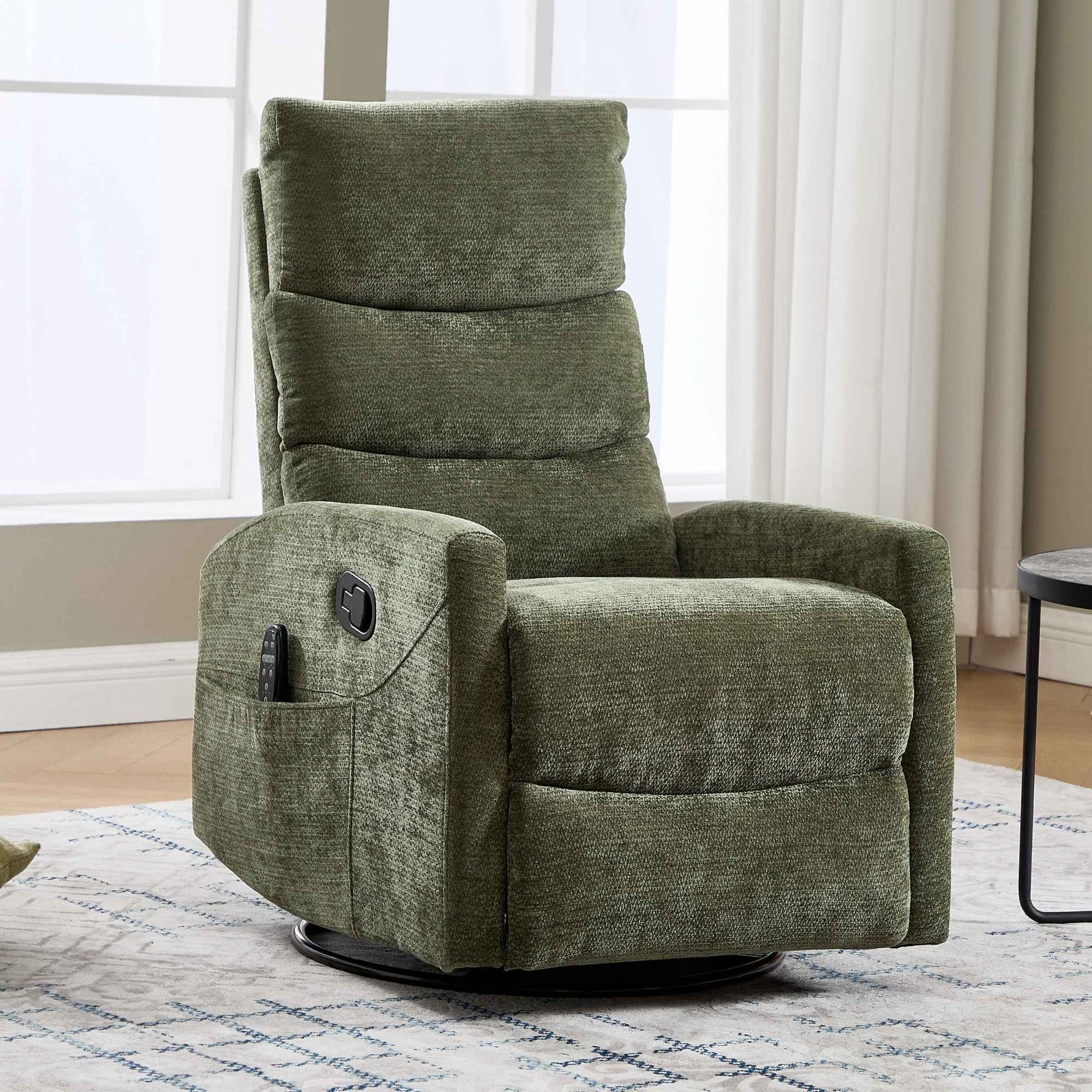 Heat Massage Manual Recliner Chair with Rocker and Swivel in Fabric for Living Room detail image 25