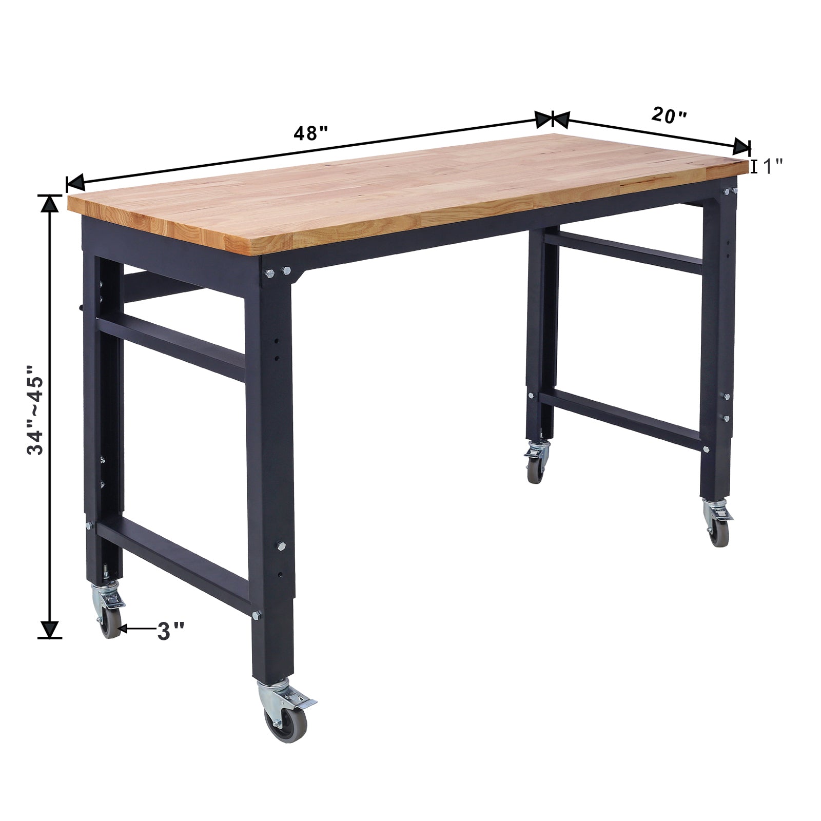 48" Rolling Adjustable Workbench workshop project bench