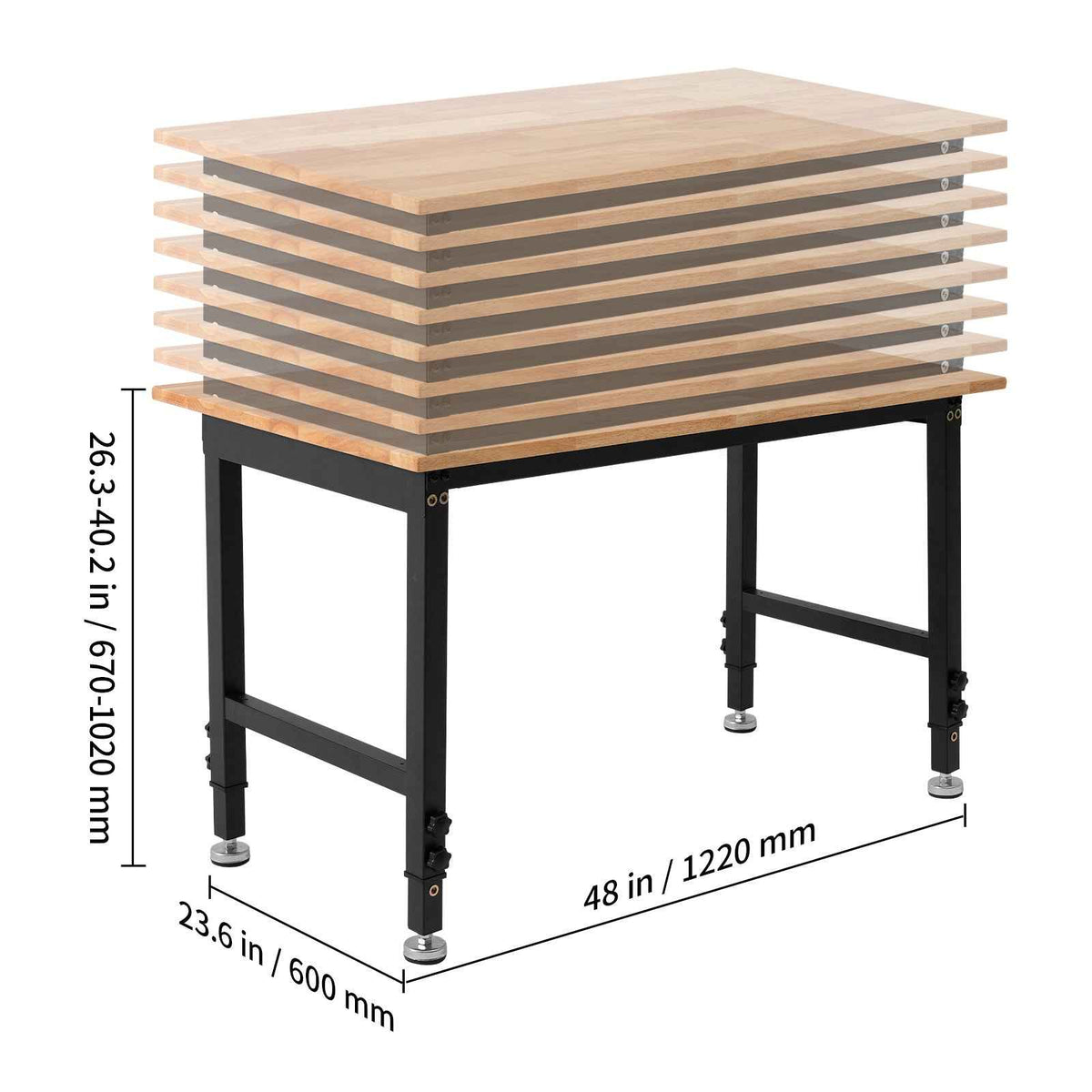 VEVOR Adjustable Height Hardwood Workbench with Power Outlets - workbench for daily comfort and function