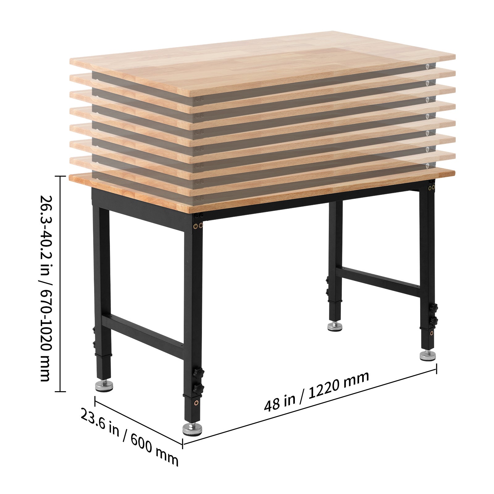 VEVOR Adjustable Height Hardwood Workbench with Power Outlets - workbench for daily comfort and function