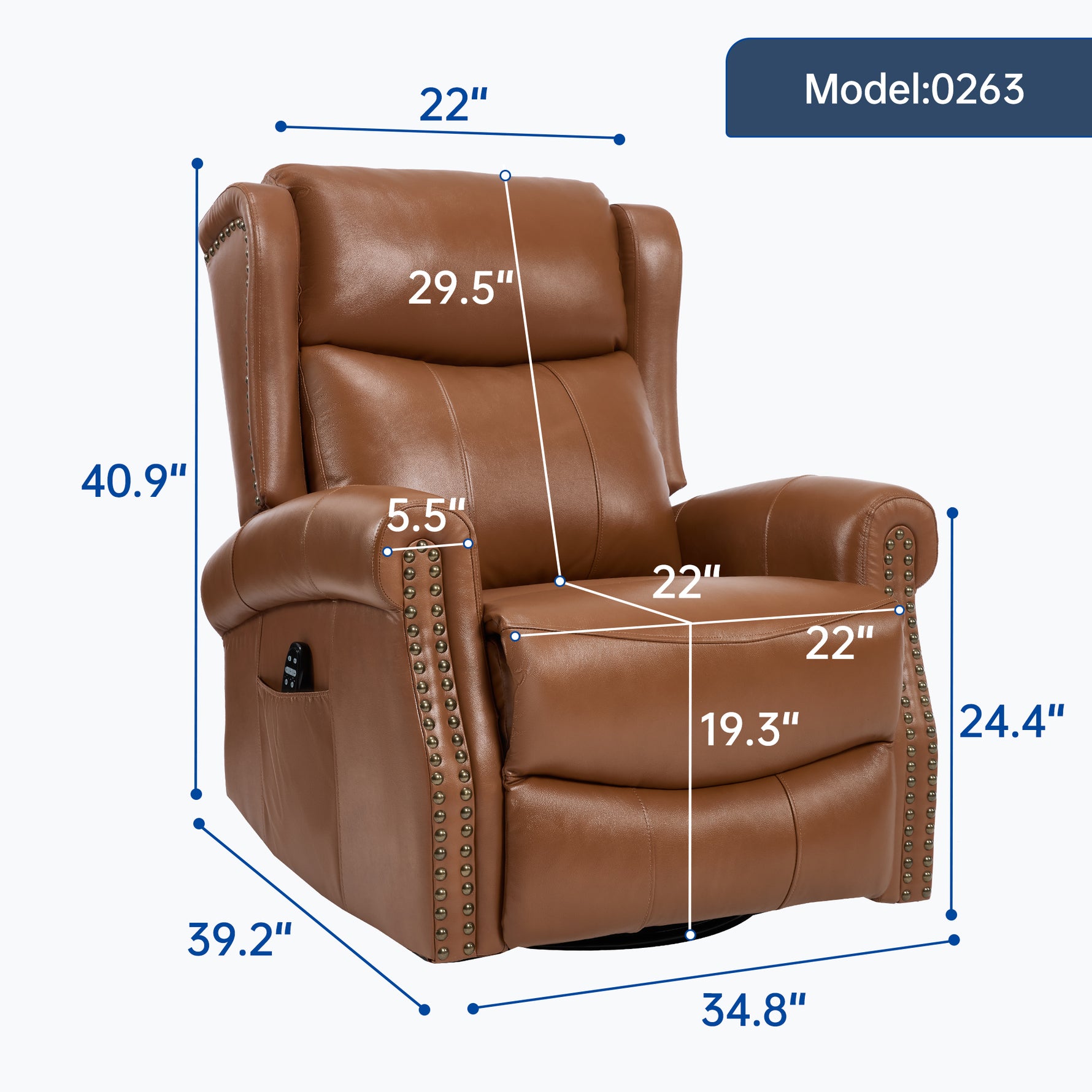 Heat Massage Manual Recliner Chair with Rocker and Swivel for Living Room detail image 43