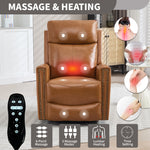 Genuine Leather Heat Massage Manual Recliner Chair with Rocker and Swivel for Living Room detail image 62