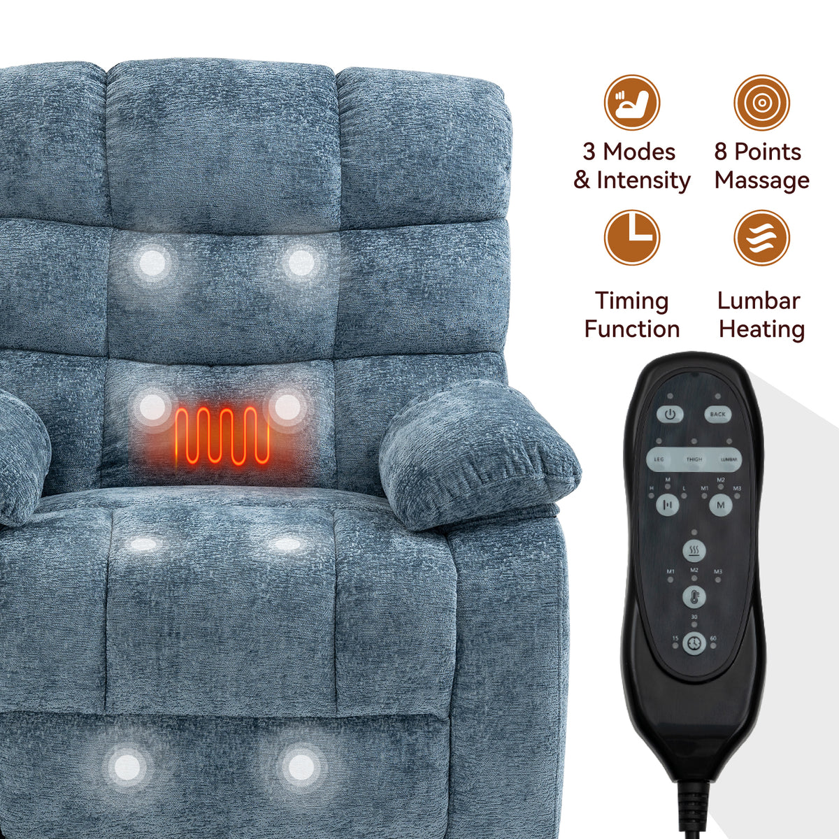 Dual-Motor Lift Recliner with Heat & Massage, 350 lb Capacity detail image 27