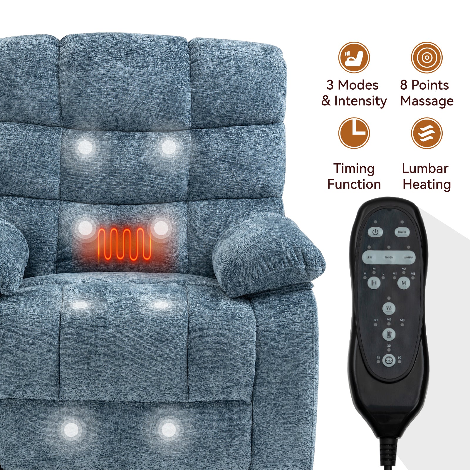 Dual-Motor Lift Recliner with Heat & Massage, 350 lb Capacity detail image 27