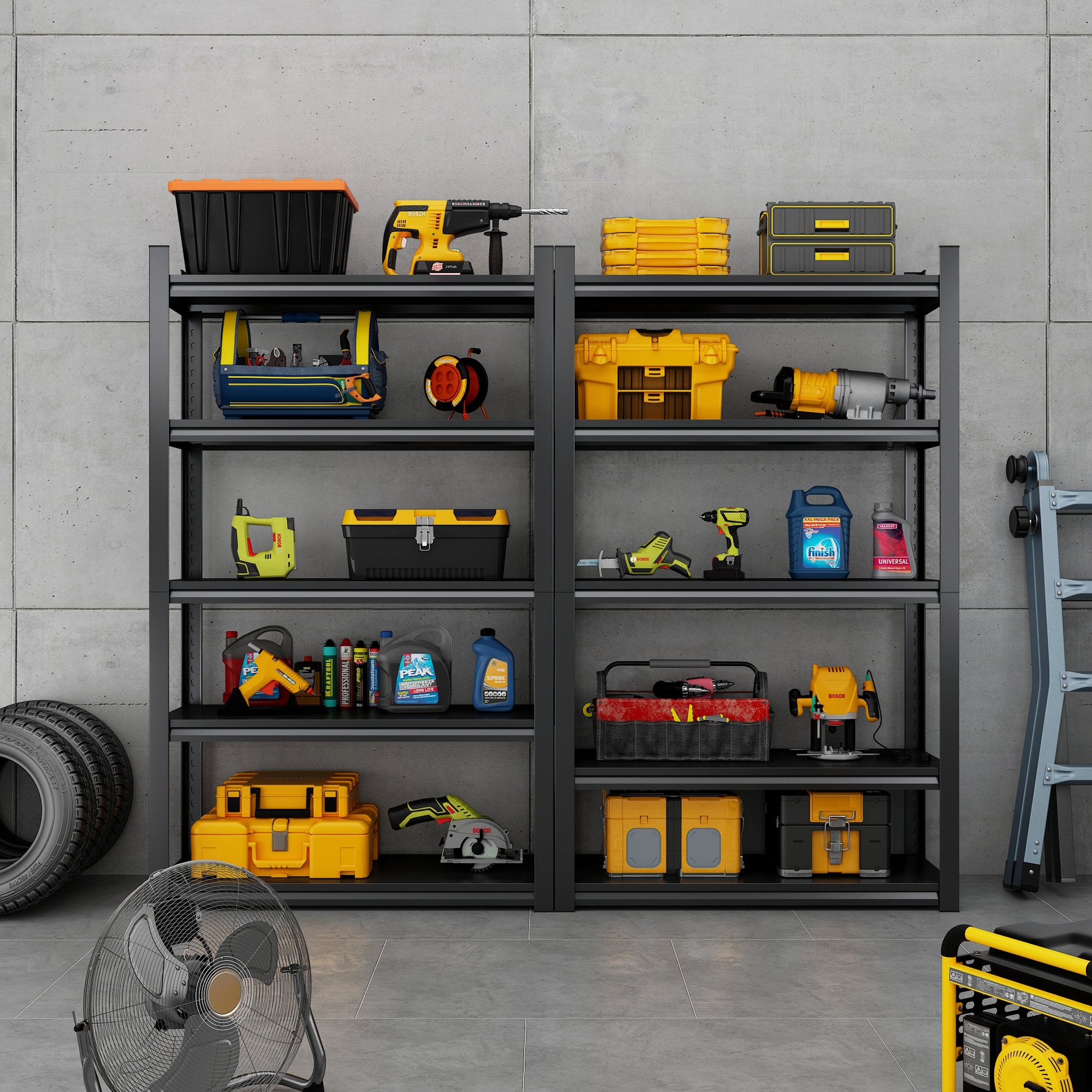 Industrial Heavy-Duty 5-Tier Adjustable Metal Shelving Unit for workshop, garage, storage, or utility use
