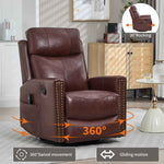 Genuine Leather Heat Massage Manual Recliner Chair with Rocker and Swivel for Living Room detail image 22