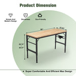 Adjustable Height Heavy-Duty Workbench, Rubber Wood Top Workstation with Power Outlets for workshop, garage, storage, or utility use