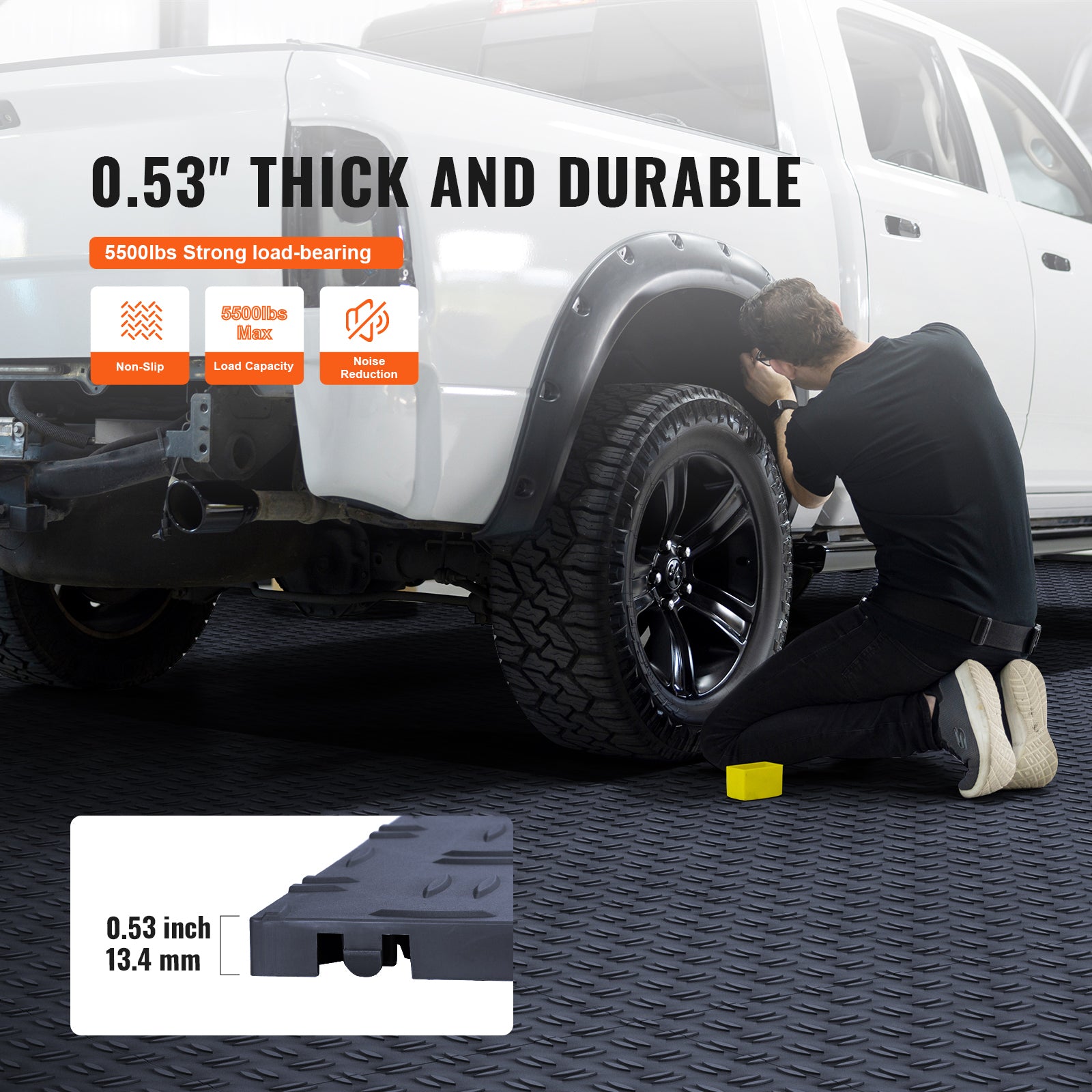 PVC Interlocking Drainage Garage Floor Tiles, 12" x 12" x 0.5" for workshop, garage, storage, or utility use