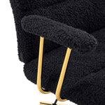 Textured Boucle Gold Office Chair with Padded Arms workspace desk setup