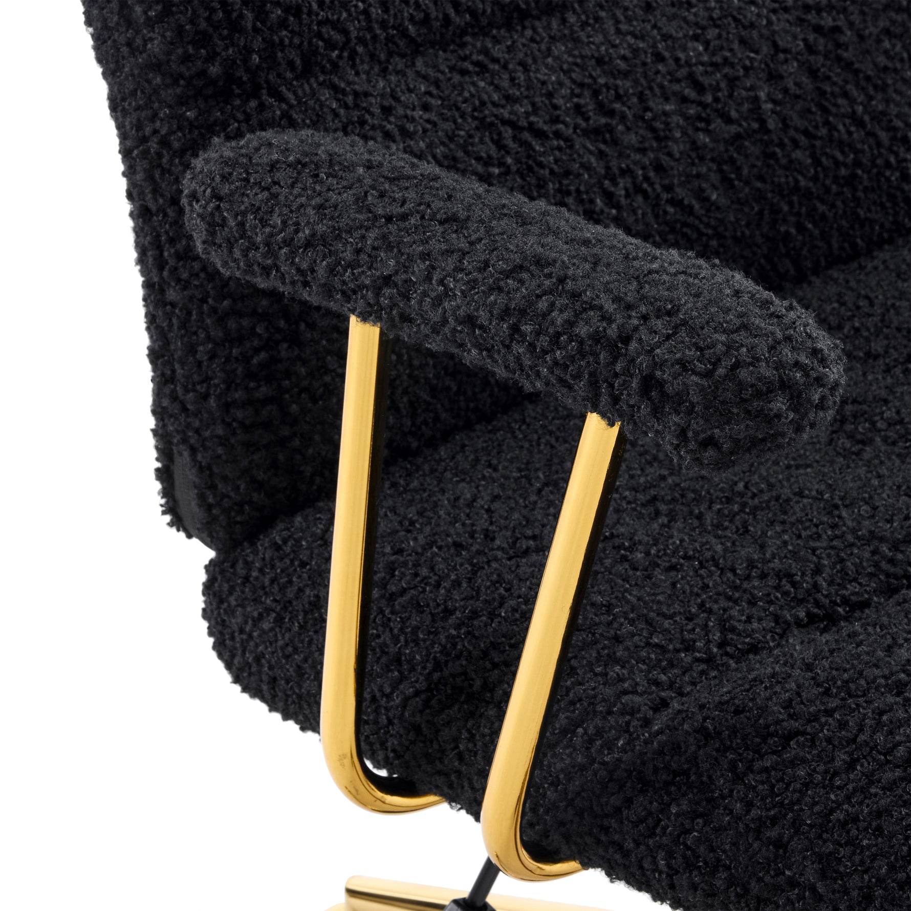 Textured Boucle Gold Office Chair with Padded Arms workspace desk setup