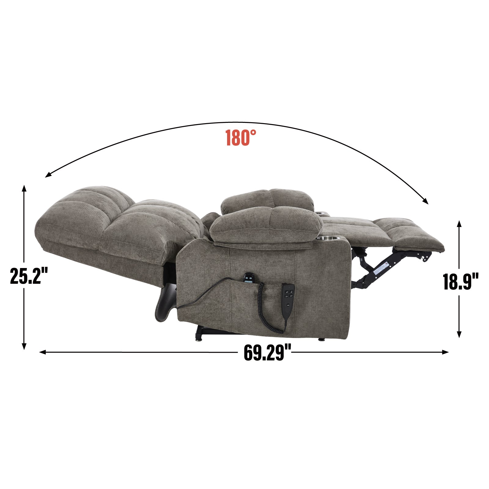 Chenille Dual-Motor Power Lift Recliner, 350 lb Capacity detail image 50