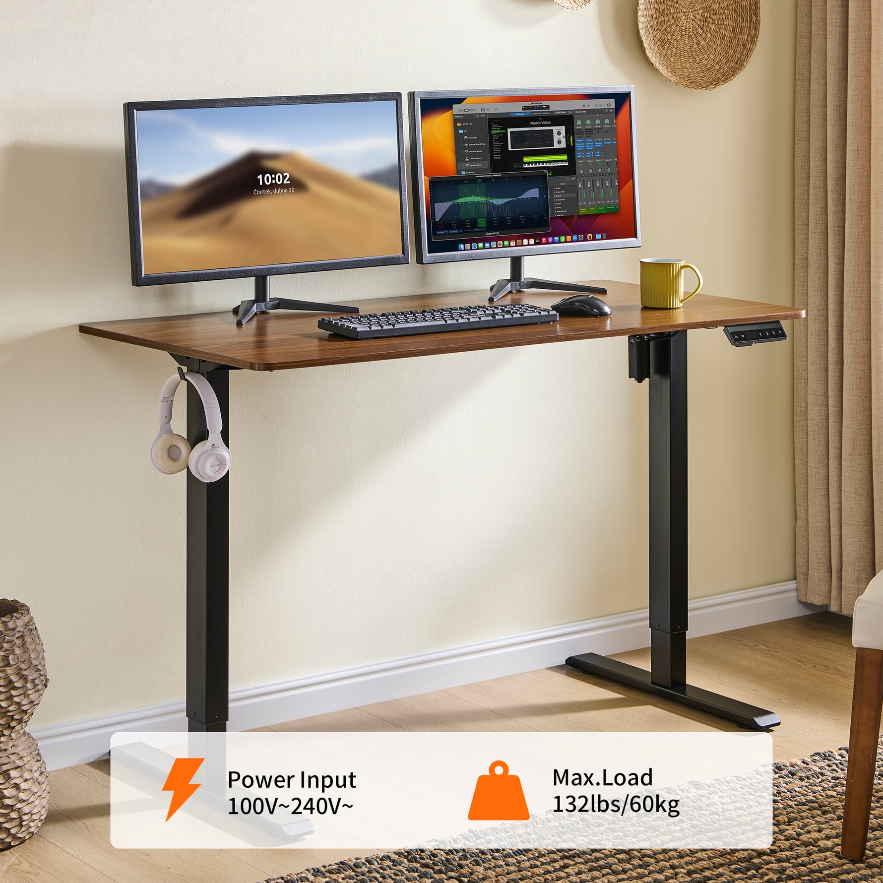 48" x 24" Electric Standing Desk workspace desk setup