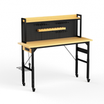 Heavy-Duty Adjustable Workbench with Pegboard & Wheels workshop project bench