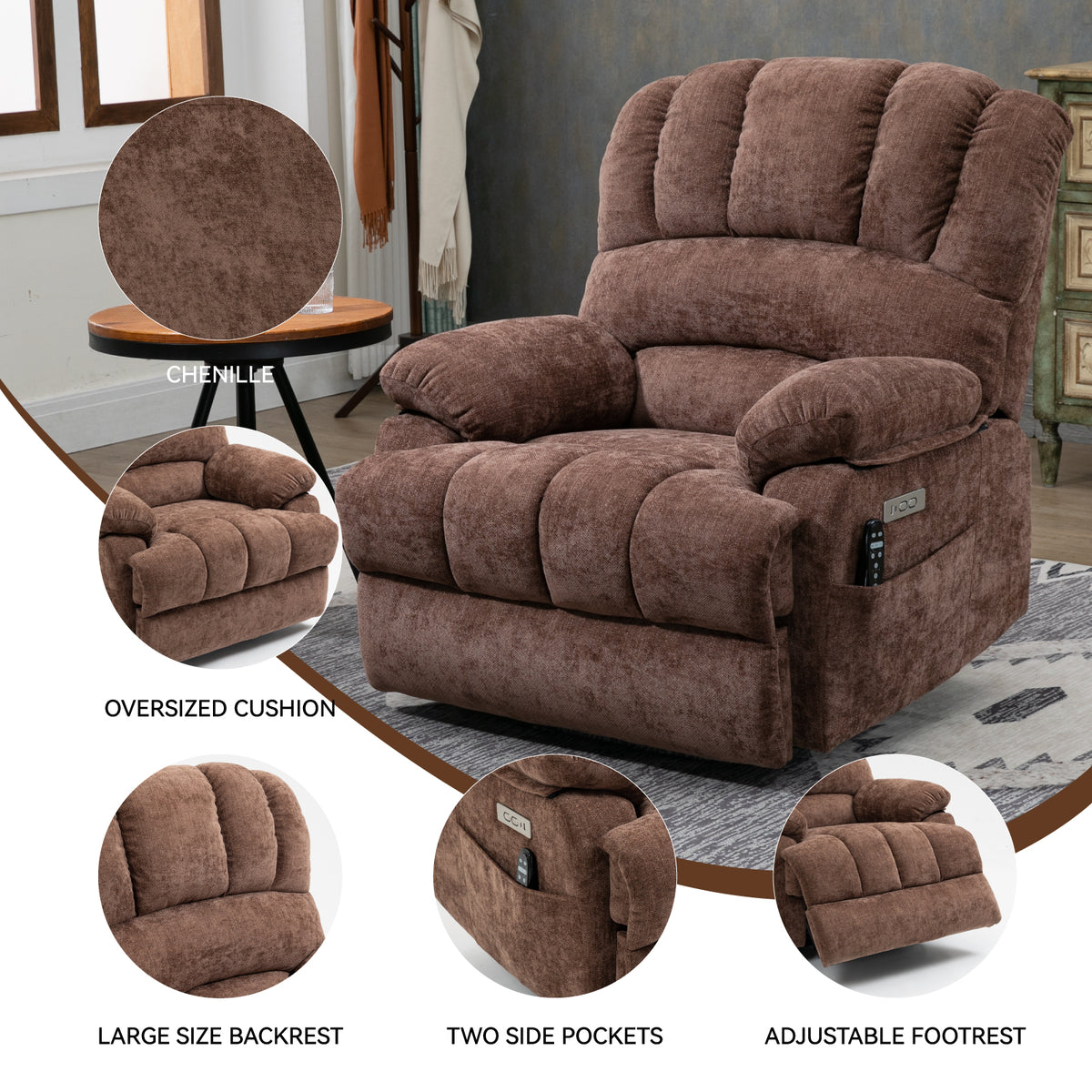 Chenille Power Lift Recliner detail image 47