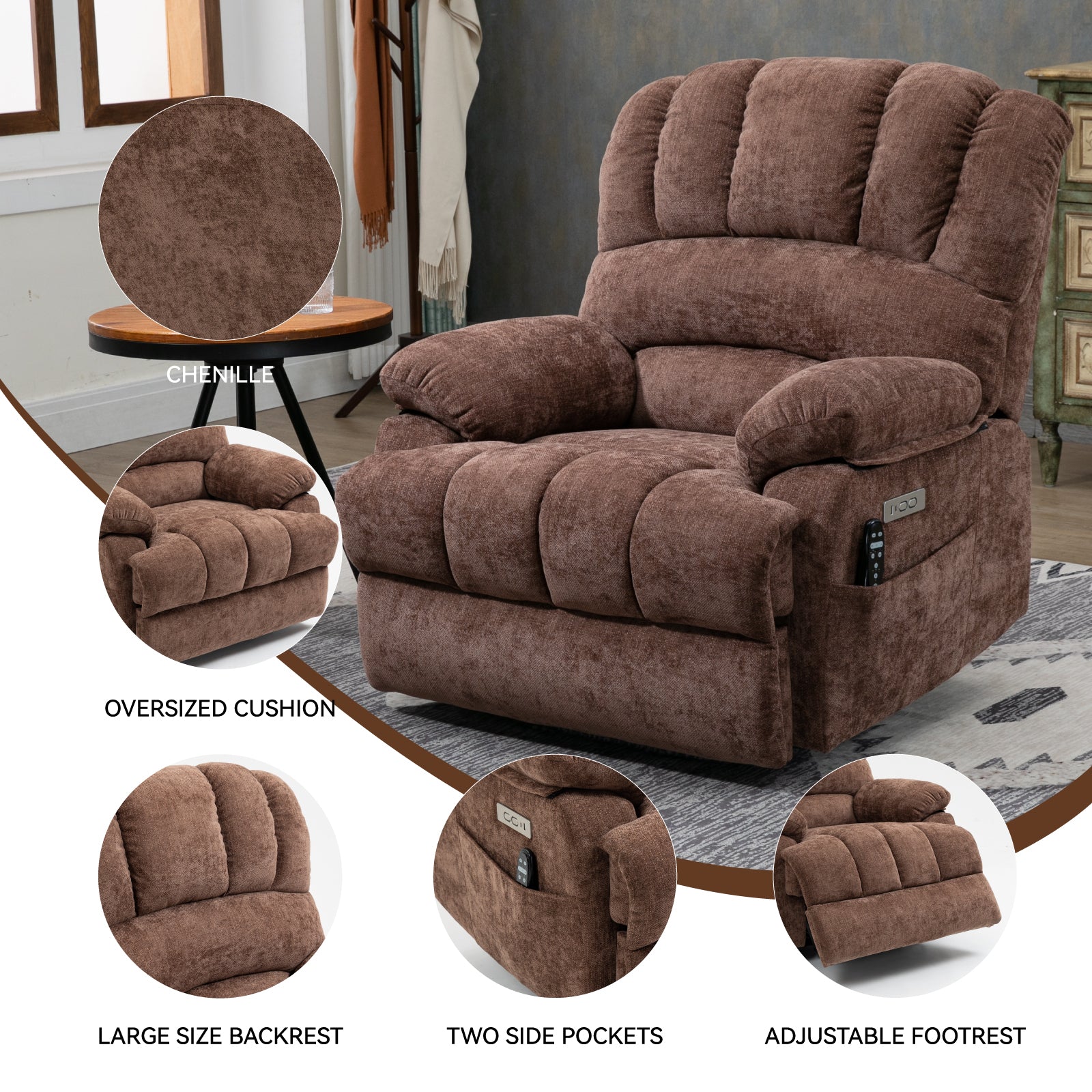 Chenille Power Lift Recliner detail image 47