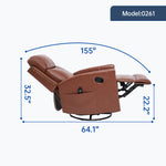 Genuine Leather Heat Massage Manual Recliner Chair with Rocker and Swivel for Living Room detail image 16