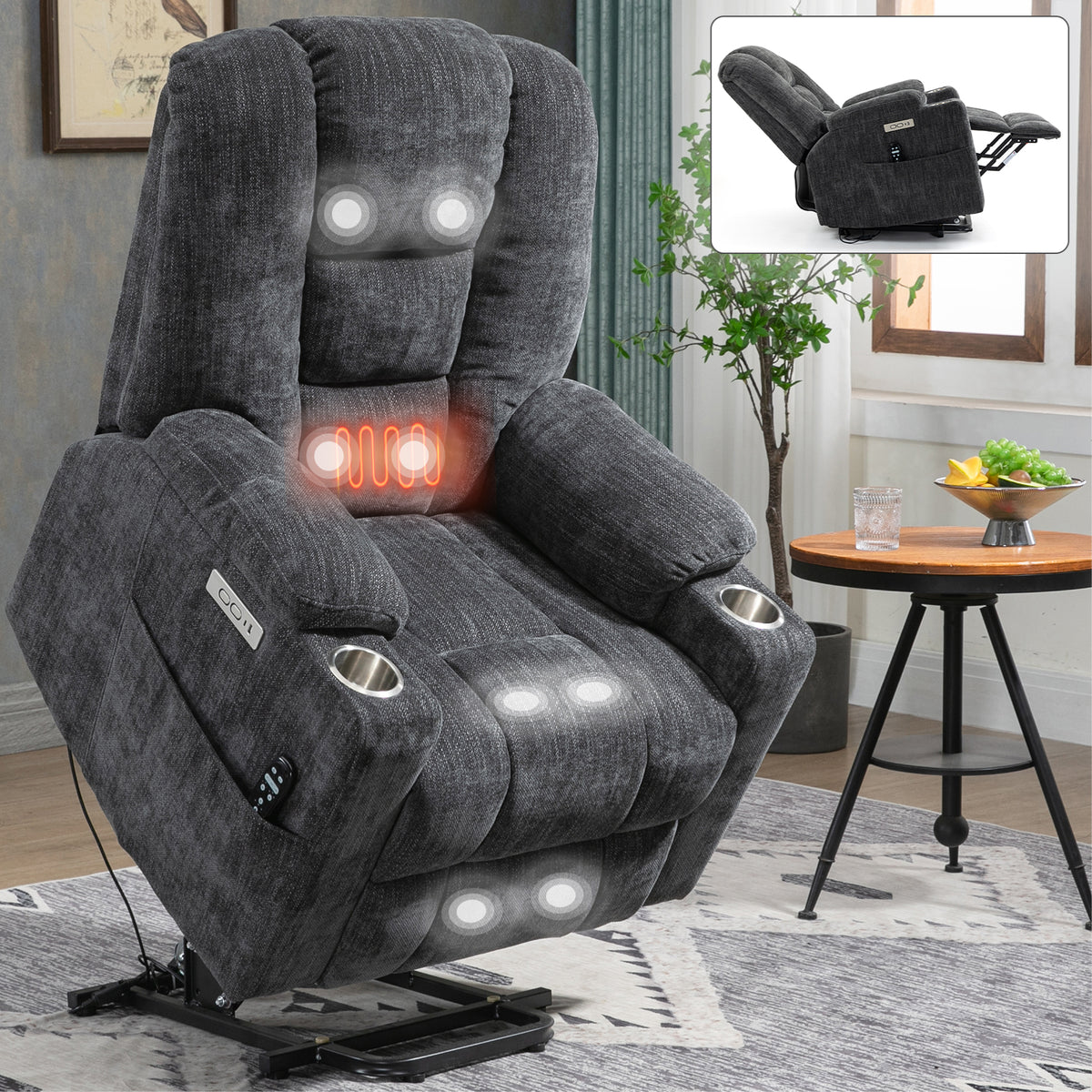 Large Power Lift Heat & Massage Recliner detail image 18
