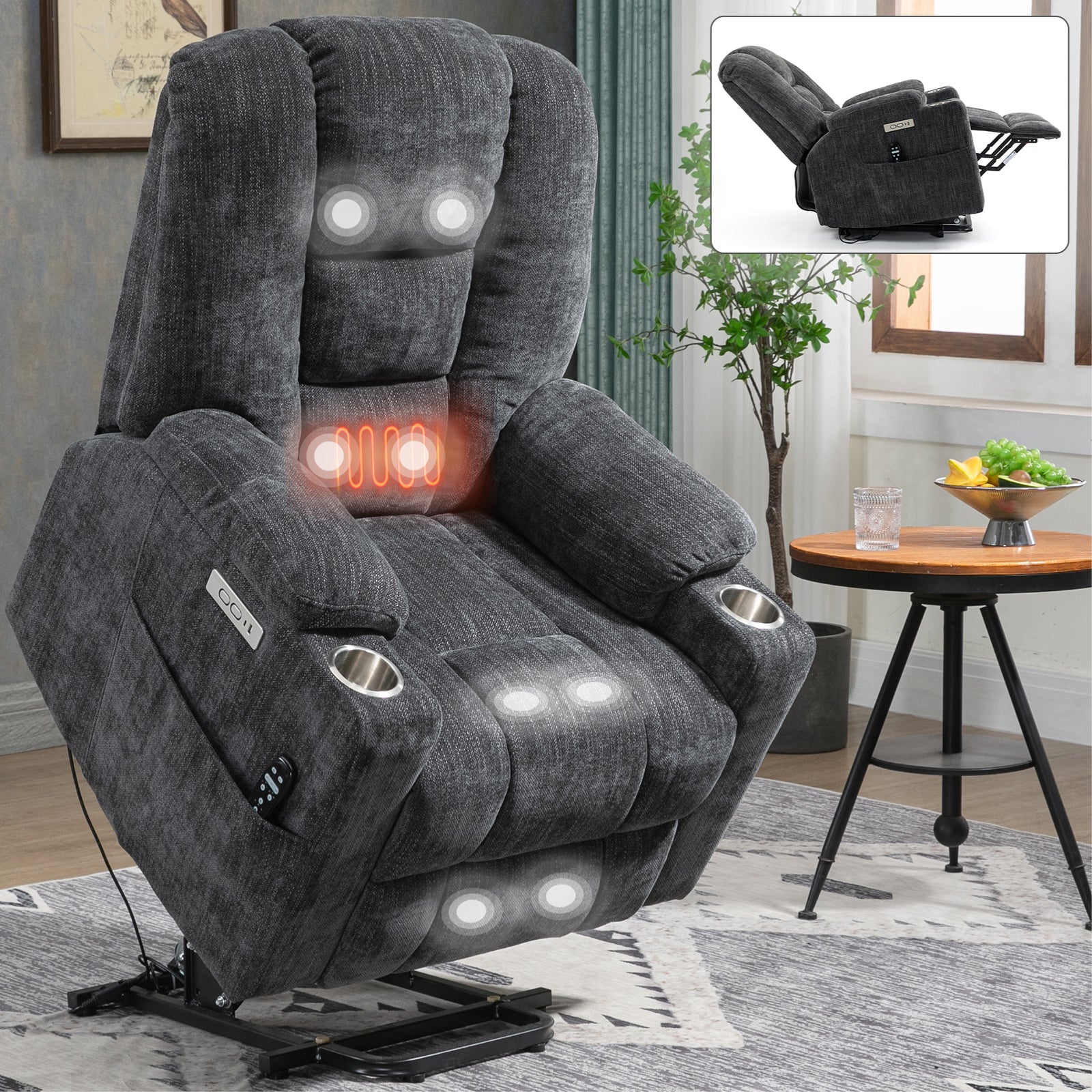Large Power Lift Heat & Massage Recliner detail image 18