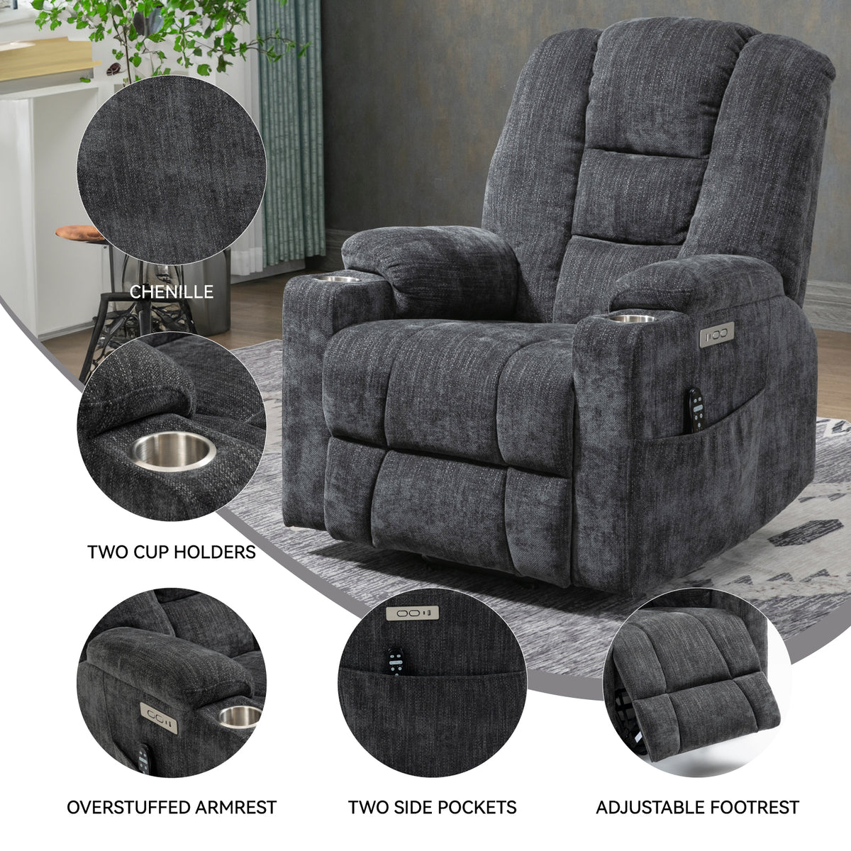 Large Power Lift Heat & Massage Recliner detail image 17