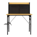 Heavy-Duty Adjustable Workbench with Pegboard & Wheels workshop project bench