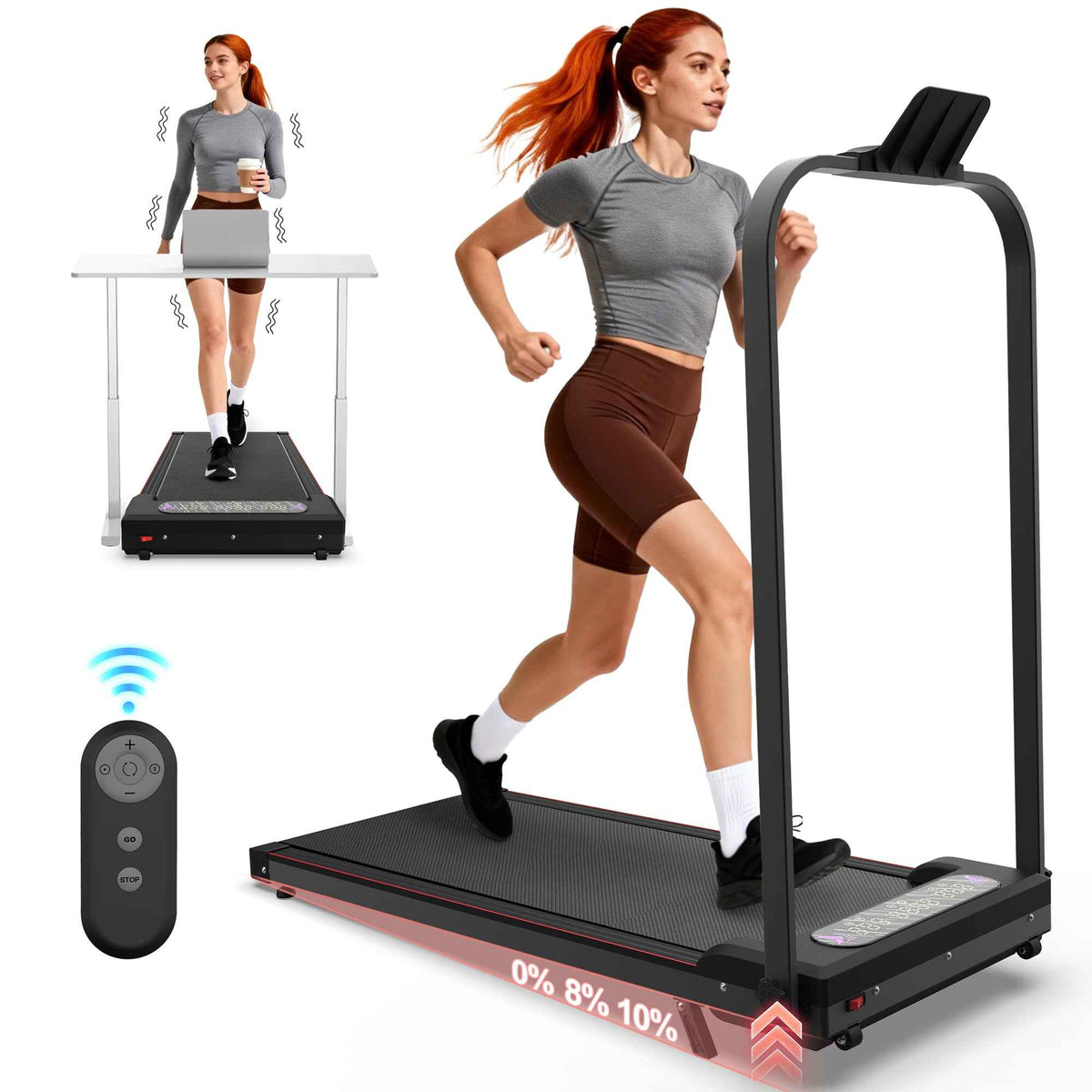 Foldable Under-Desk Walking Pad with Handlebar & Incline under-desk walking pad