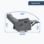 Faux Leather Heat & Massage Manual Rocker Swivel Recliner detail image 15