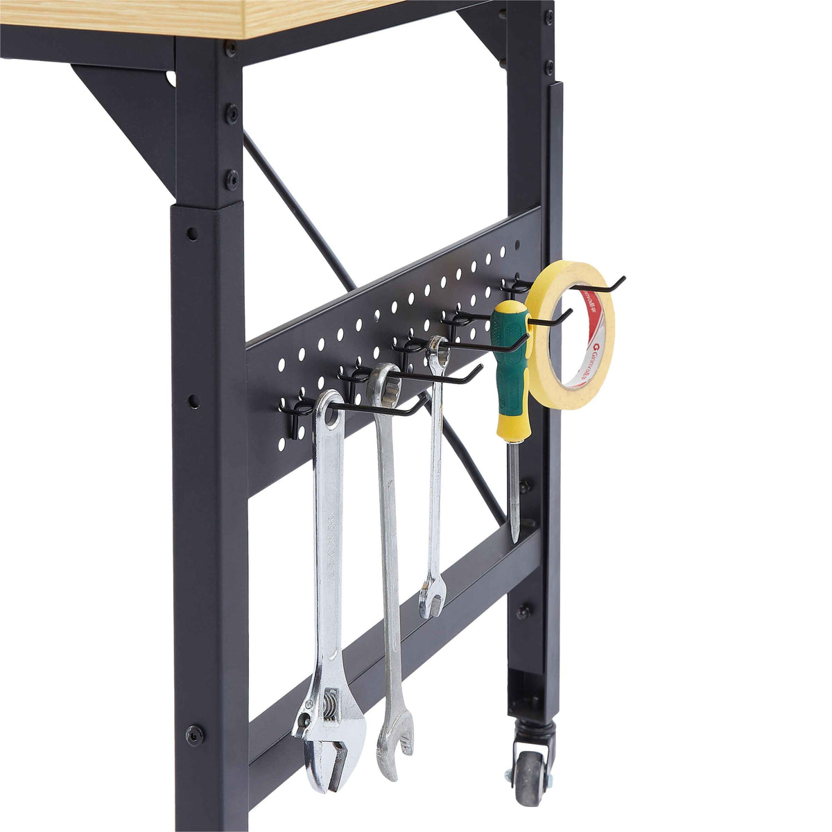 Heavy-Duty Adjustable Workbench with Pegboard & Wheels workshop project bench
