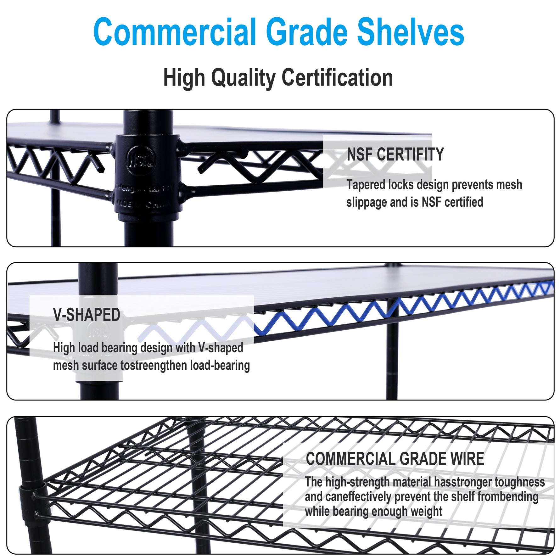 6-Tier NSF Wire Shelving Unit, 6000 lb Capacity for workshop, garage, storage, or utility use