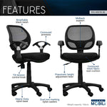 Techni Mobili Mid-Back Mesh Task Chair, Black for home office seating