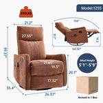 Heat Massage Manual Recliner Chair with Rocker and Swivel in Fabric for Living Room detail image 2