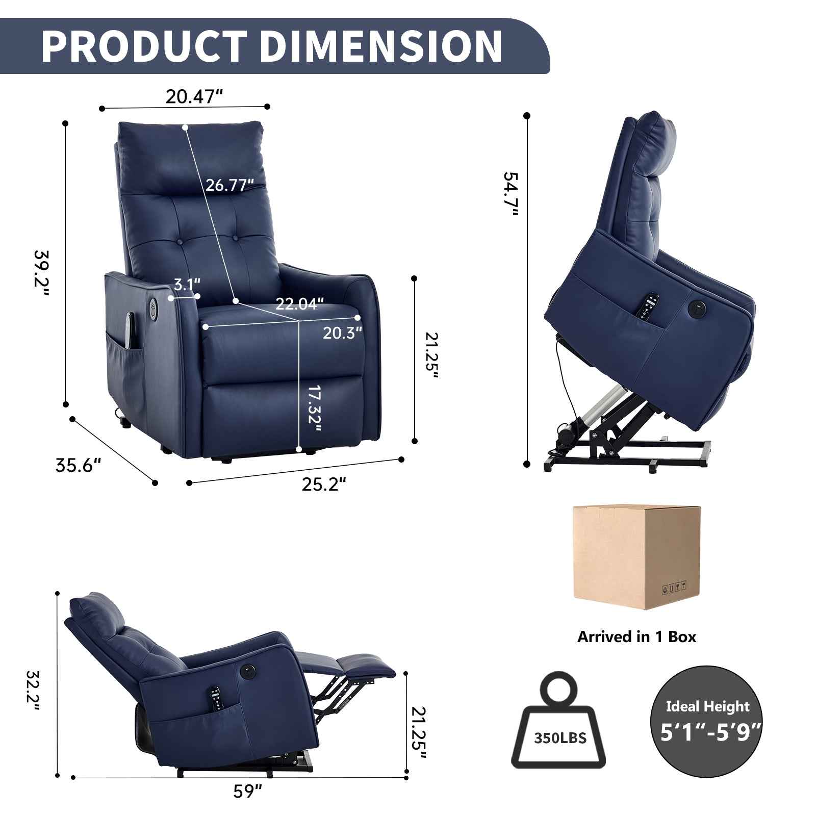 Single Motor Power Lift Recliner Chair with Massage & Heat detail image 74