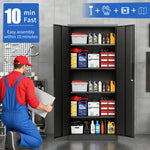 Locking Steel Garage Storage Cabinet with 4 Adjustable Shelves for workshop, garage, storage, or utility use