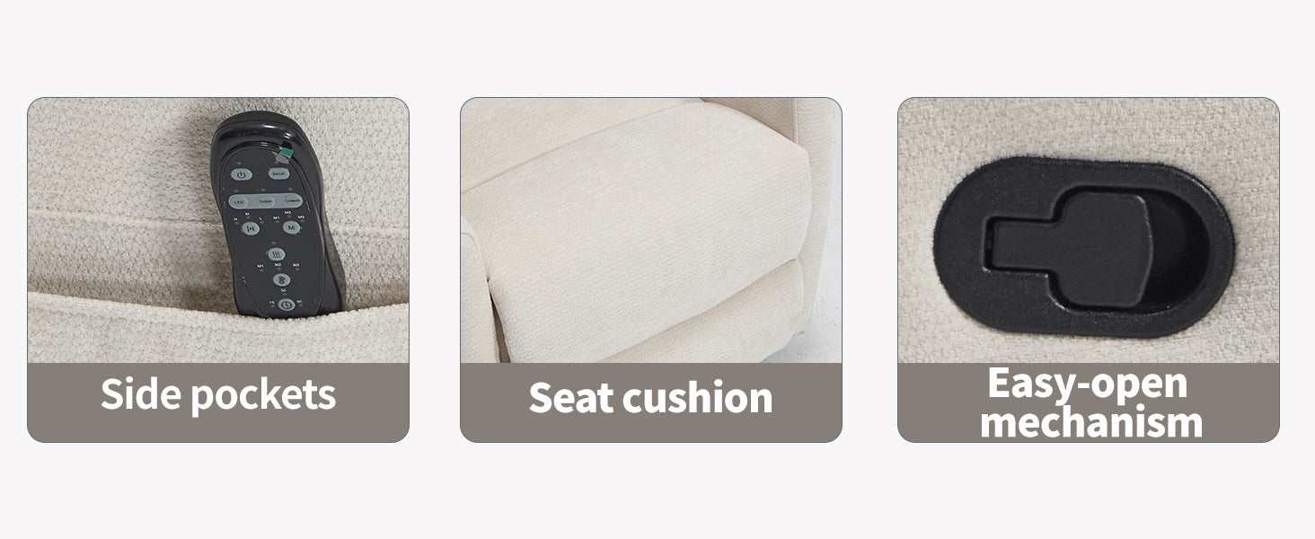 Heat Massage Manual Recliner Chair with Rocker and Swivel in Fabric for Living Room detail image 11