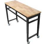 60" Rolling Adjustable Workbench, Black Hammertone workshop project bench