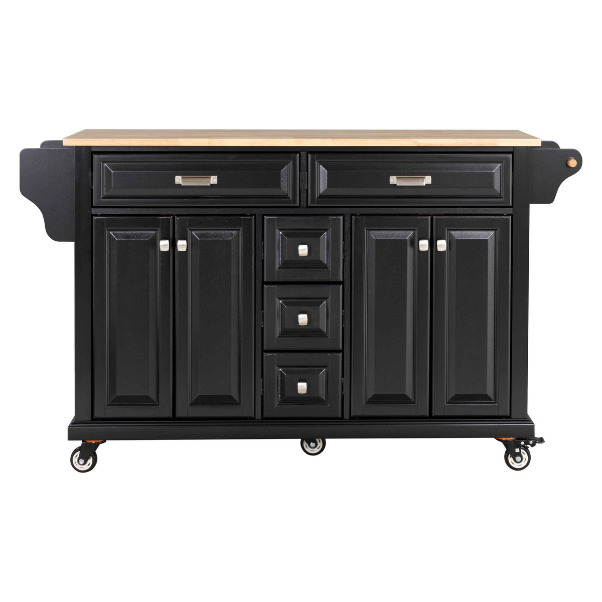 Rubberwood Kitchen Cart with 5 Drawers & Storage Cabinet product view 8