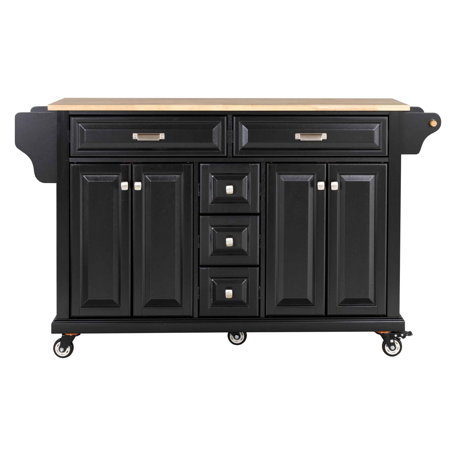 Rubberwood Kitchen Cart with 5 Drawers & Storage Cabinet product view 8