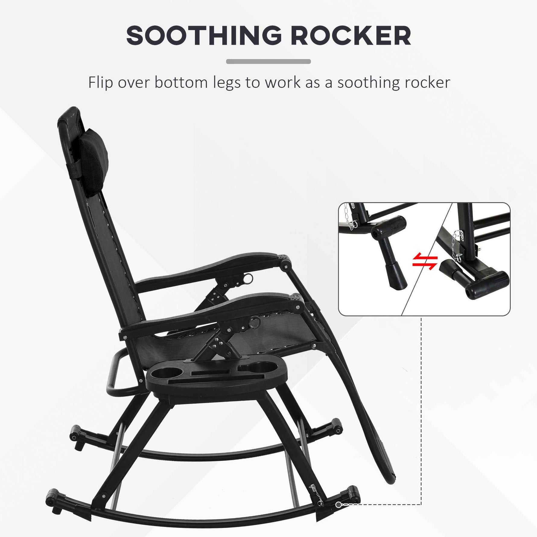 Outsunny Folding Zero Gravity Rocking Chair Set detail image 8