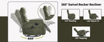 Heat Massage Manual Recliner Chair with Rocker and Swivel in Fabric for Living Room detail image 33