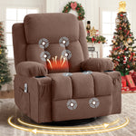 Swivel Rocker Recliner Chair with Vibration Massage, Heat, USB Port and Cup Holderrs detail image 12