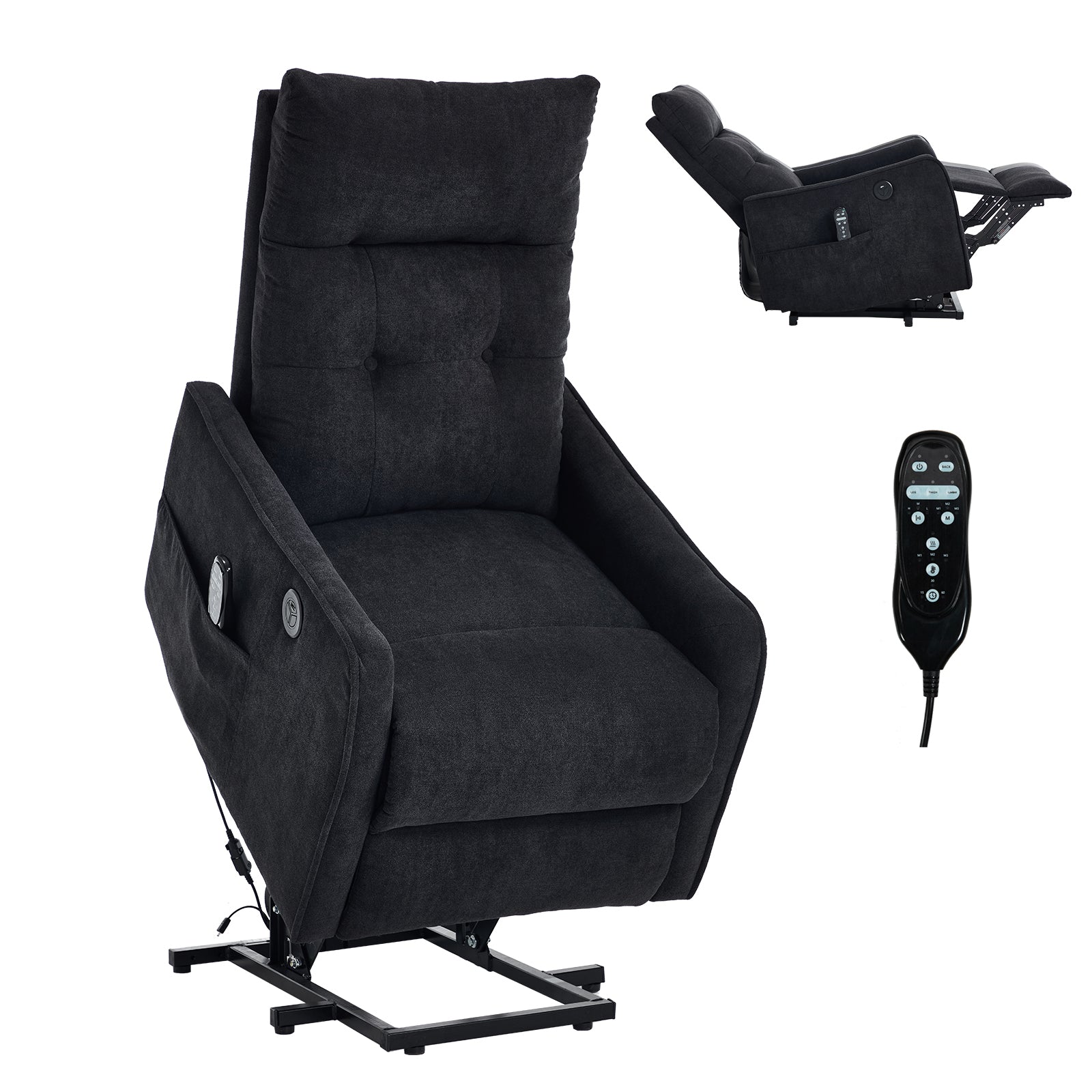 Chenille Single-Motor Power Lift Recliner with Massage & Heat detail image 64